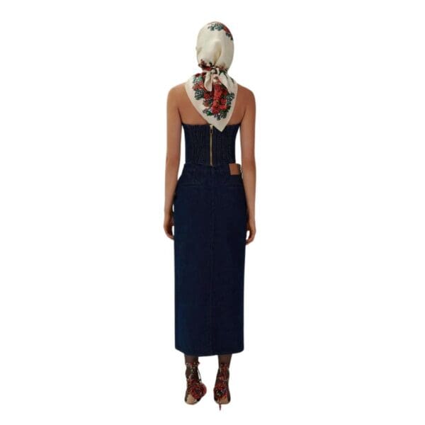 MAGDA BUTRYM DENIM CORSET TOP IN INDIGO