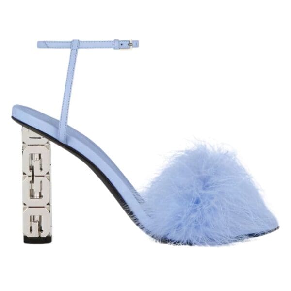 GIVENCHY G CUBE SANDALS IN LEATHER WITH FEATHERS