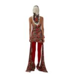 MAGDA BUTRYM KEYHOLE HALTER TOP IN RED FLORAL PRINT