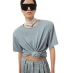 MAGDA BUTRYM KNOTTED T SHIRT IN GREY