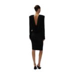 MAGDA BUTRYM LONG SLEEVE DRAPED JERSEY BLOUSE IN BLACK