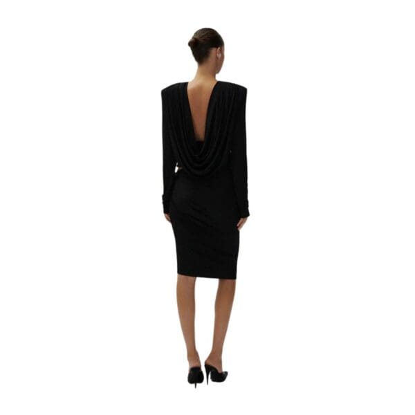 MAGDA BUTRYM LONG SLEEVE DRAPED JERSEY BLOUSE IN BLACK