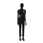 MAGDA BUTRYM OFF SHOULDER MESH TOP IN BLACK PRINT