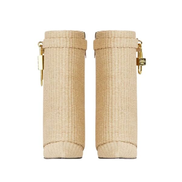 GIVENCHY SHARK LOCK ANKLE BOOTS IN RAFFIA
