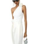 MAGDA BUTRYM ONE SHOULDER T SHIRT IN CREAM