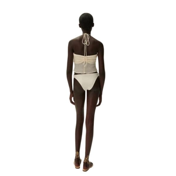 MAGDA BUTRYM PEARL HALTERNECK TUBE TOP IN CREAM
