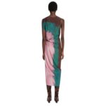 DRIES VAN NOTEN PRINTED DRAPED DRESS PINK