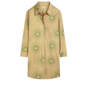 DRIES VAN NOTEN EMBELLISHED SHIRT DRESS BEIGE