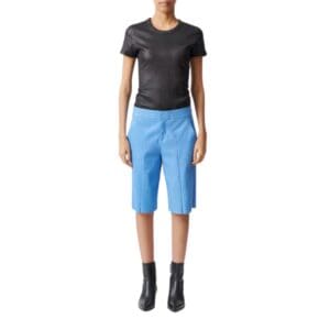 STOULS GASTONE DENIM-STYLE LEATHER BERMUDA SHORTS