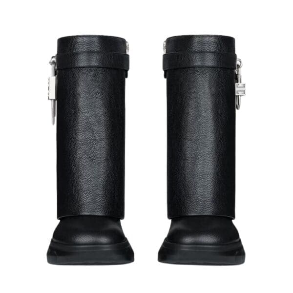 GIVENCHY SHARK LOCK BIKER ANKLE BOOTS IN GRAINED LEATHER
