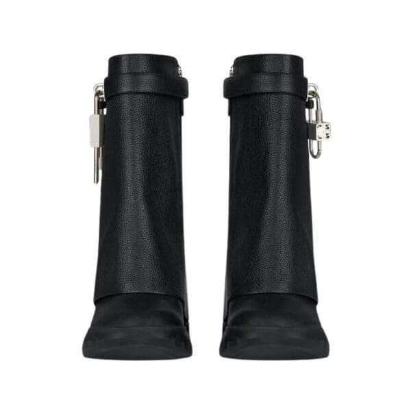 GIVENCHY SHARK LOCK BIKER ANKLE BOOTS IN GRAINED LEATHER