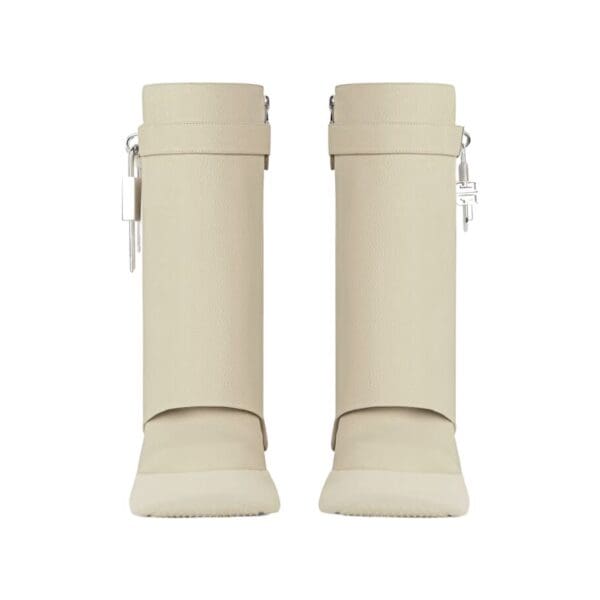 GIVENCHY SHARK LOCK BIKER ANKLE BOOTS IN GRAINED LEATHER