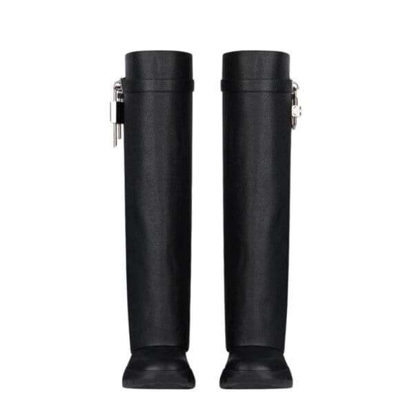 GIVENCHY SHARK LOCK BIKER ANKLE BOOTS IN GRAINED LEATHER