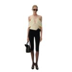 MAGDA BUTRYM RUCHED V NECK WRAP BLOUSE IN CREAM