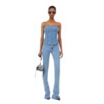 MAGDA BUTRYM STRAPLESS STITCH CORSET IN BLUE