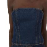 MAGDA BUTRYM STRAPLESS STITCH CORSET IN NAVY