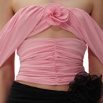 MAGDA BUTRYM WRAP CUTOUT T SHIRT IN PINK