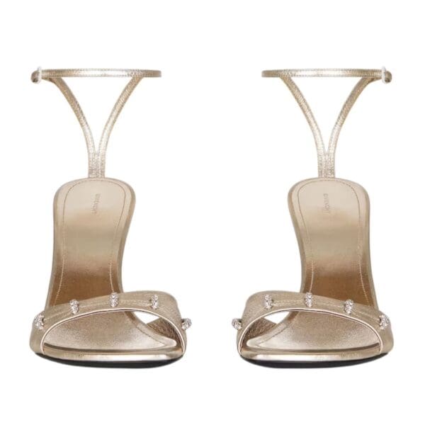 GIVENCHY STITCH SANDALS IN LAMINATED LEATHER WITH CRYSTALS