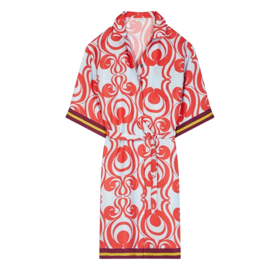 DRIES VAN NOTEN SILK SHIRT DRESS RED 1 DRIES VAN NOTEN SILK SHIRT DRESS RED