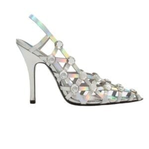 THE ATTICO ”GRID” HOLOGRAPHIC SILVER SLINGBACK