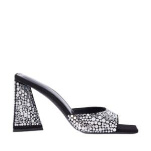 THE ATTICO ”MINI DEVON” BLACK AND SILVER MULE