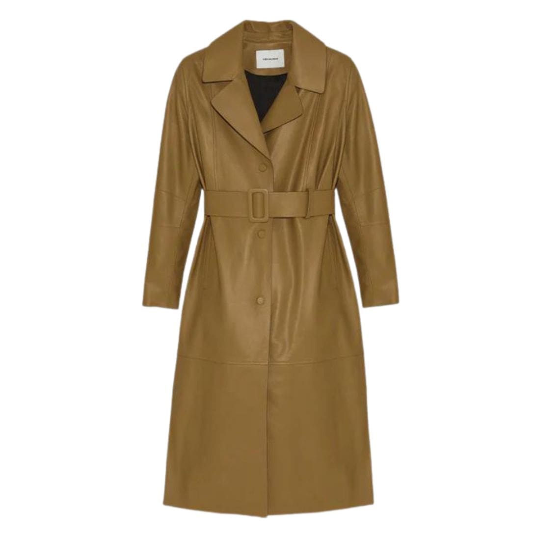 YVES SALOMON LONG LEATHER TRENCH COAT