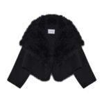 YVES SALOMON SHORT JACKET IN DOUBLE-SIDED CASHMERE AND FEATHERS