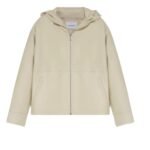 vYVES SALOMON LEATHER HOODIE JACKET