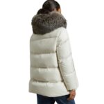 YVES SALOMON "A" LINE DOWN JACKET IN WATER-REPELLENT TECHNICAL FABRIC WITH FOX FUR COLLAR
