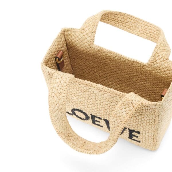 LOEWE FONT TOTE MINI BAG IN RAFFIA