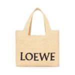 LOEWE FONT TOTE SMALL BAG IN RAFFIA