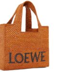 LOEWE FONT TOTE SMALL BAG IN RAFFIA
