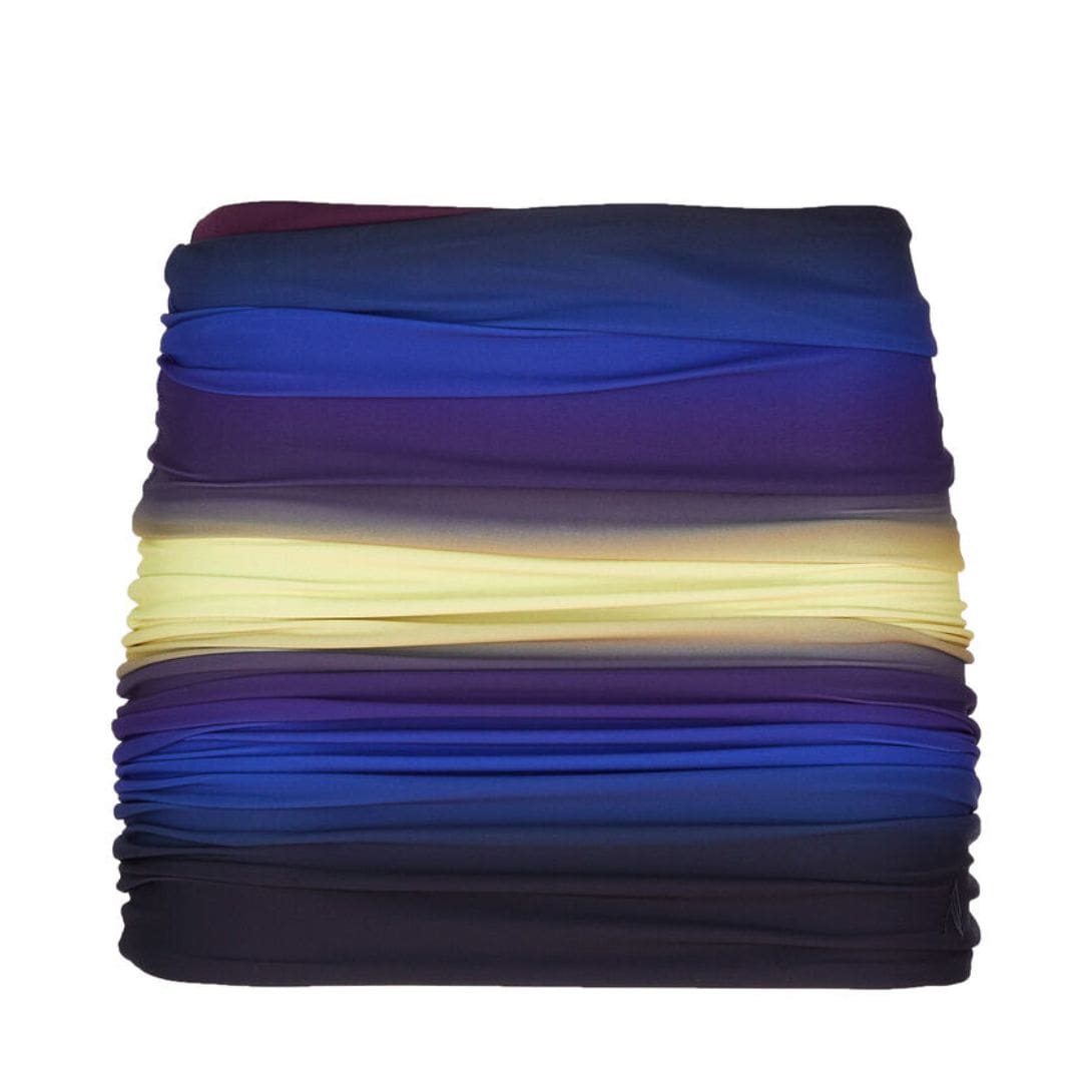 THE ATTICO BLUE, BLACK AND LIGHT YELLOW MINI SKIRT