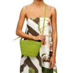 LOEWE MINI SLIT CLUTCH BAG IN RAFFIA AND CALFSKIN