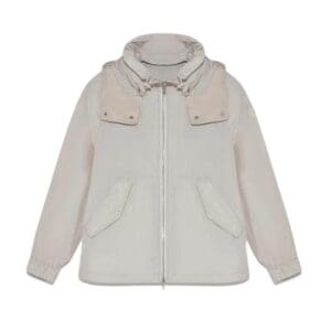 YVES SALOMON SHORT TECHNICAL FABRIC AND LEATHER PARKA