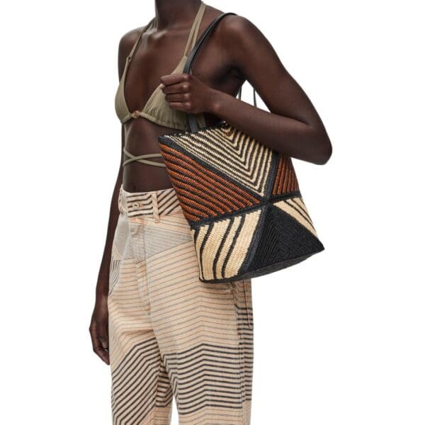 LOEWE PUZZLE FOLD TOTE BAG IN RAFFIA