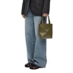 LOEWE PUZZLE FOLD TOTE MINI BAG IN SHINY CALFSKIN