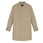YVES SALOMON 3/4 COAT IN DOUBLE-FACED COTTON AND WATER-REPELLENT LEATHER DETAILS