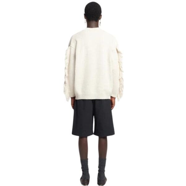 NANUSHKA JULIEN FRINGED TEXTURED-LINEN SWEATSHIRT WHITE