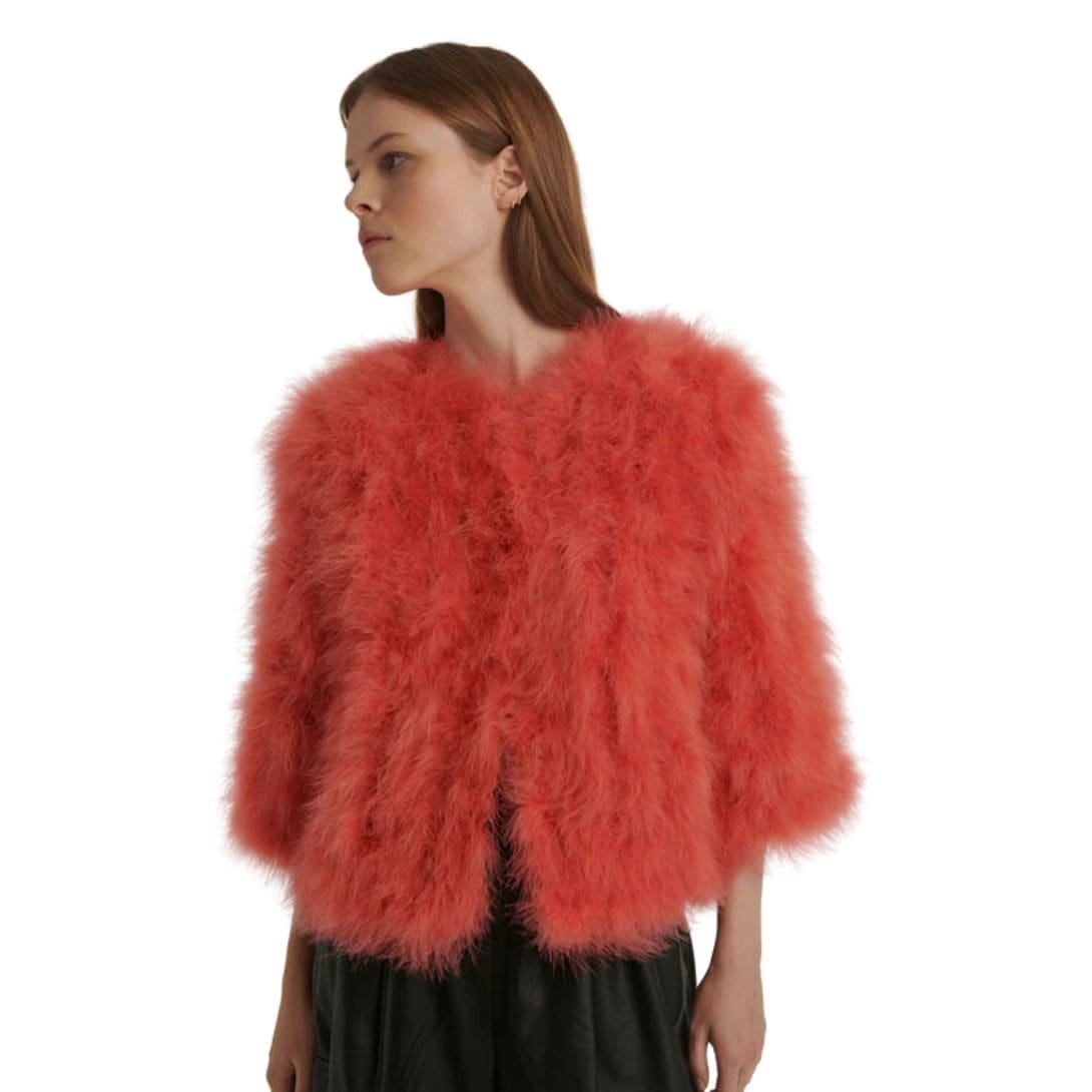 YVES SALOMON CROPPED FEATHER JACKET