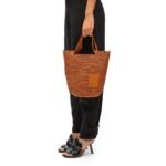 LOEWE MINI SLIT BAG IN RAFFIA AND CALFSKIN