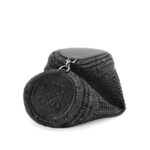 LOEWE LARGE BRACELET CLUTCH BAG IN RAFFIA AND CALFSKIN