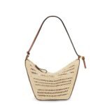 LOEWE MINI HOBO HAMMOCK BAG IN RAFFIA AND CALFSKIN