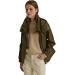 YVES SALOMON SHORT TECHNICAL FABRIC AND LEATHER PARKA