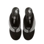 THE ATTICO ''REM'' SILVER AND BLACK THONG SANDAL