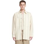 NANUSHKA BEAUX STRIPED DENIM LONG-SLEEVE SHIRT CREME