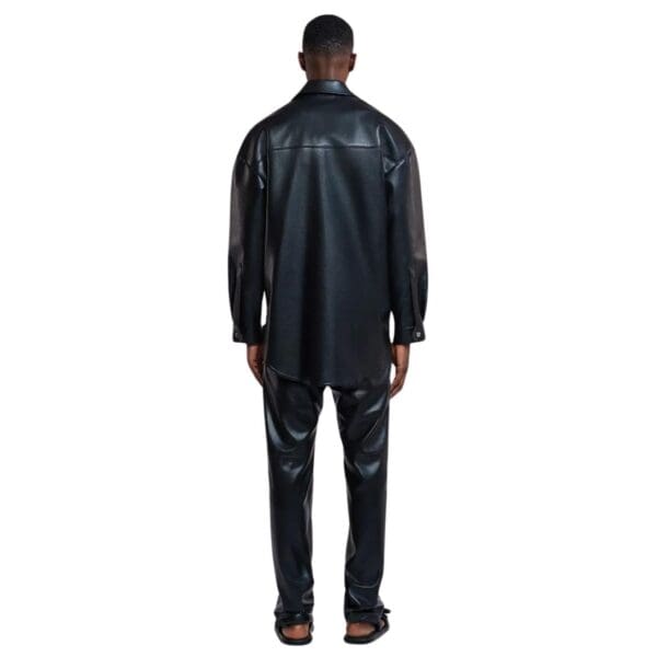 NANUSHKA MARTIN REGENERATED LEATHER OVERSHIRT BLACK