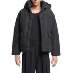 NANUSHKA HIDE HOOD TECH POPLIN HOODED PUFFER JACKET BLACK