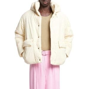 NANUSHKA HIDE HOOD TECH POPLIN HOODED PUFFER JACKET CREME