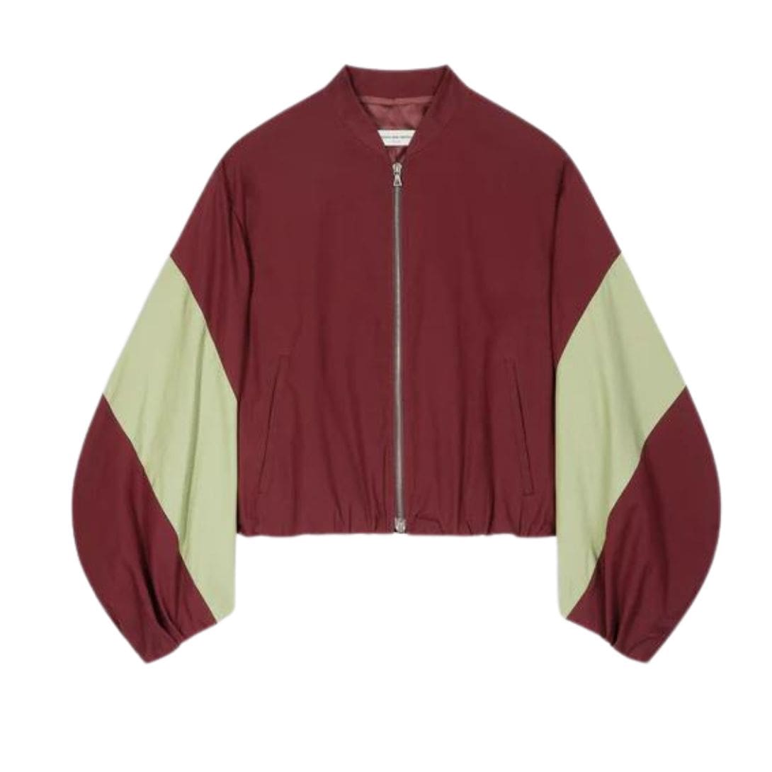 DRIES VAN NOTEN CROPPED BOMBER BORDEAUX